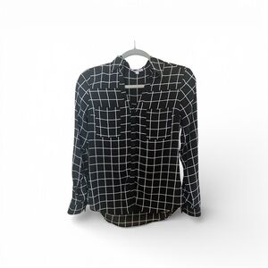 Elegant Black and White Grid Women's Blouse